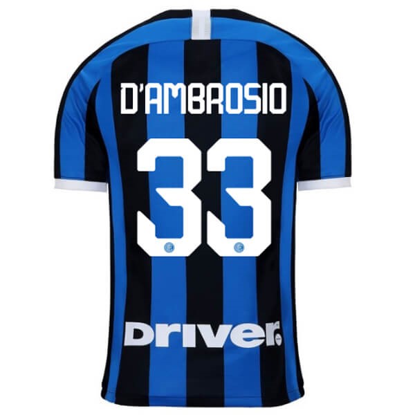 Camiseta Inter De Milán NO.33 D'Ambrosio Replica Primera Ropa 2019/20 Azul